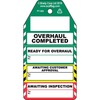 Overhaul completed - 4 part tag, English, Black on Red, Yellow, Green, White, 80,00 mm (W) x 150,00 mm (H)